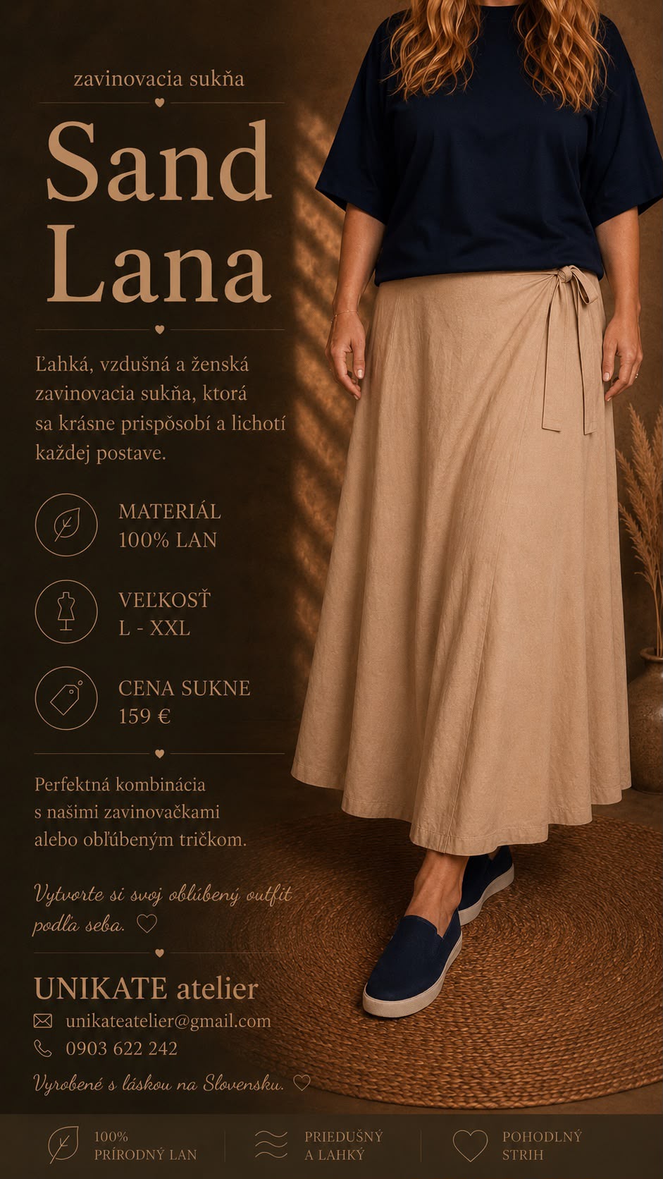 SAND LANA béžová zavinovacia sukňa